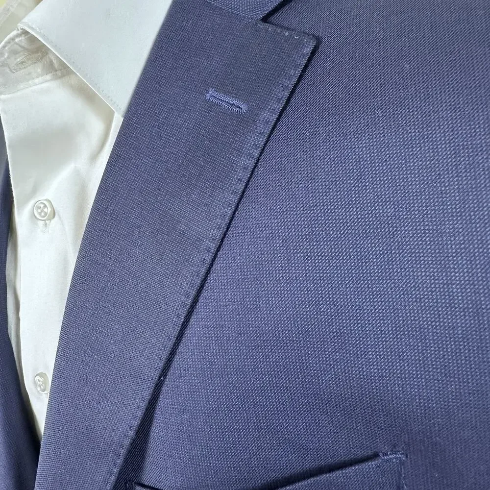 Massimo Dutti Men 46R Sportcoat Super 130s Wool Tonal deep blue